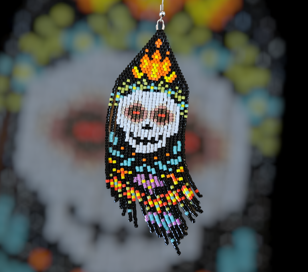 Halloween jewelry, Sugar skull earrings, Glass bead earrings, kids jew —  San José Made
